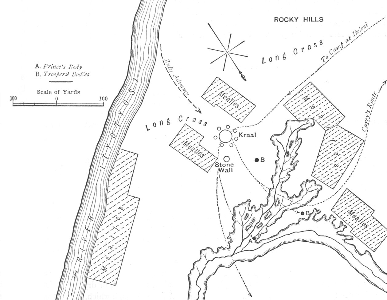 Plan over jorden, hvor prins Louis Napoleon blev dræbt, 1. juni 1879, c1880 af Unbekannt