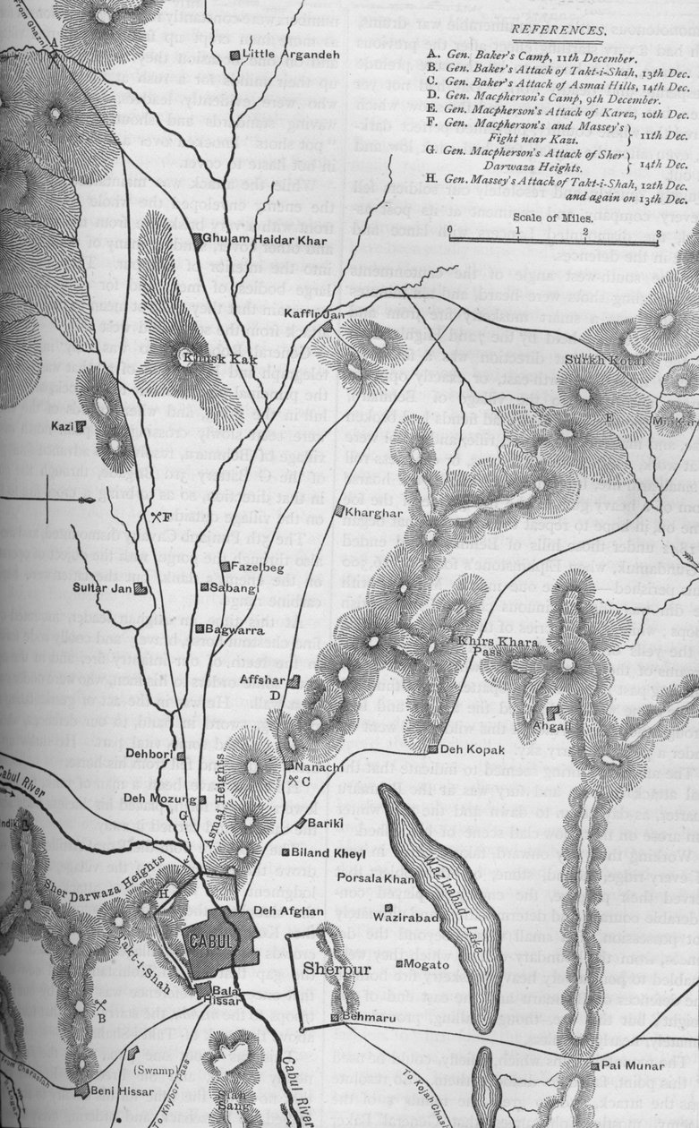 Plan for operationerne i Cabul, 9.-15. december, 1879, c1880 af Unbekannt