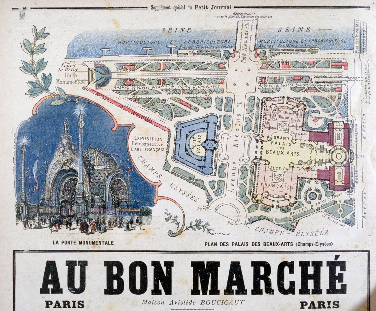 Plan over Monumental Port og Palace of Fine Arts, 1900 af Unbekannt