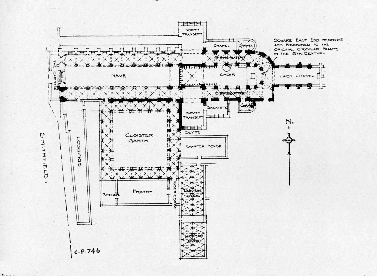 Plan for Priory Church of St Bartholomew-the-Great, London, 1906 af Unbekannt