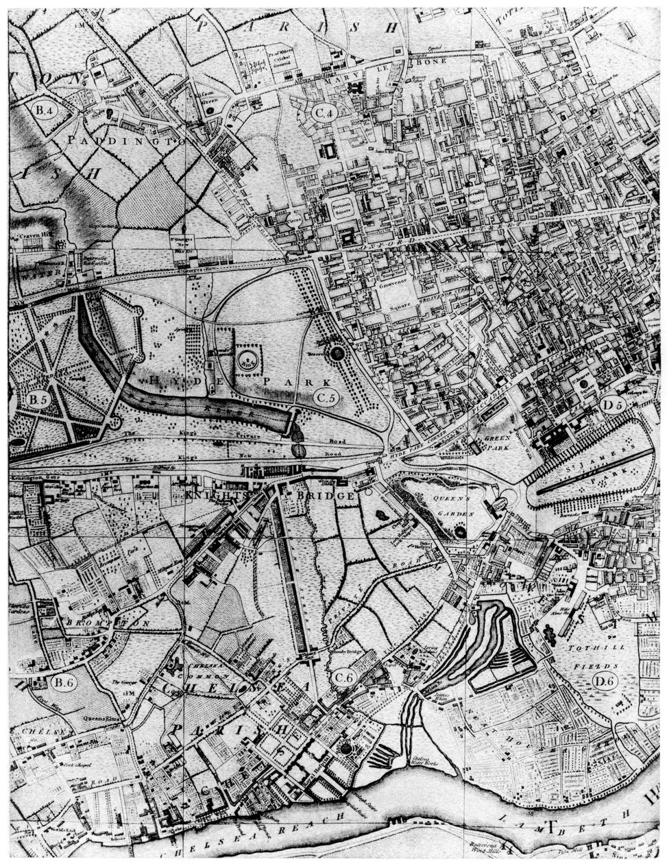 Plan over sognet St Georges, Hanover Square, London, 1907 af Unbekannt