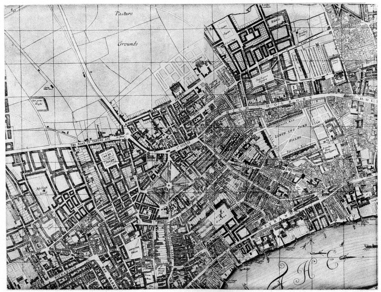 Plan for sognet St Giles, London, 1907 af Unbekannt