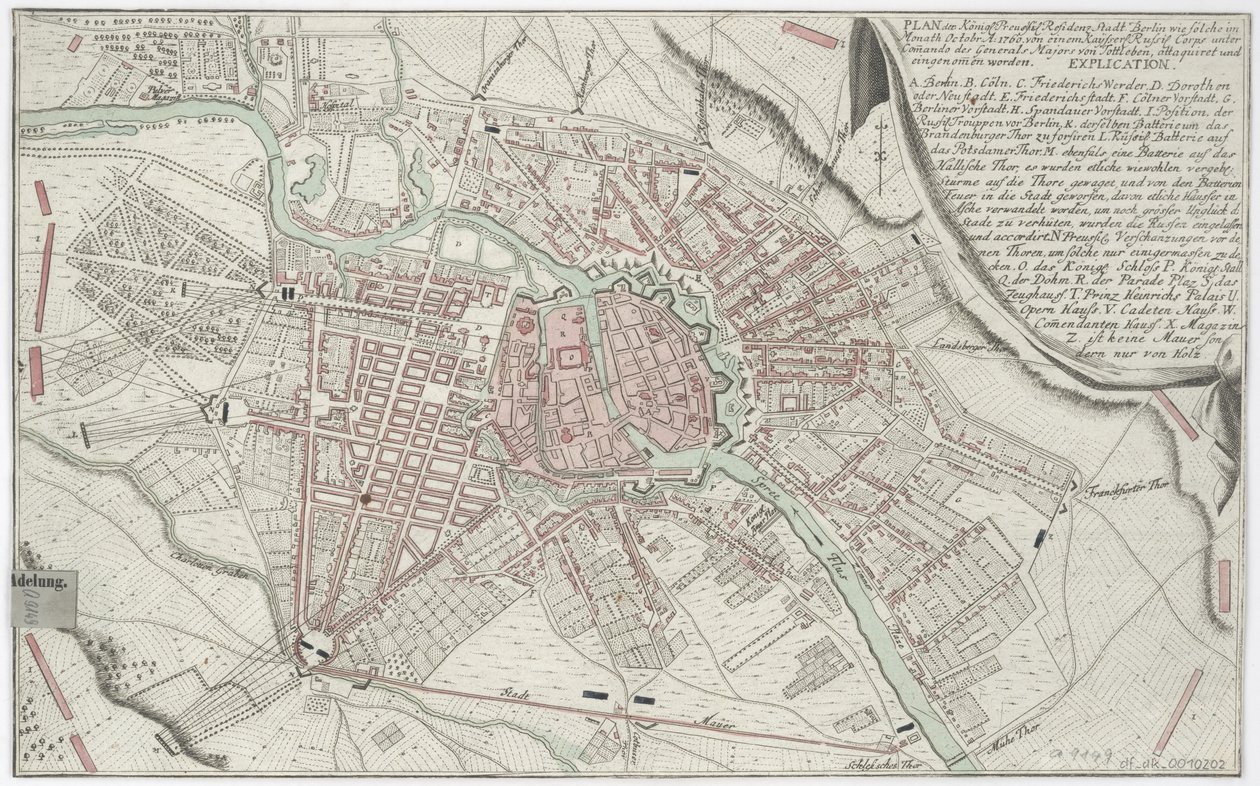 Plan for Berlin 1760 af Unbekannt