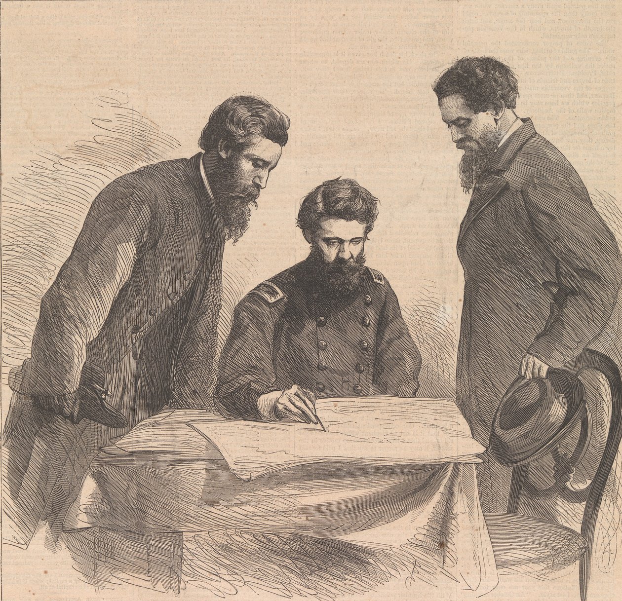 Planlægning af tilfangetagelsen af Booth og Harold, 1865. af Unbekannt