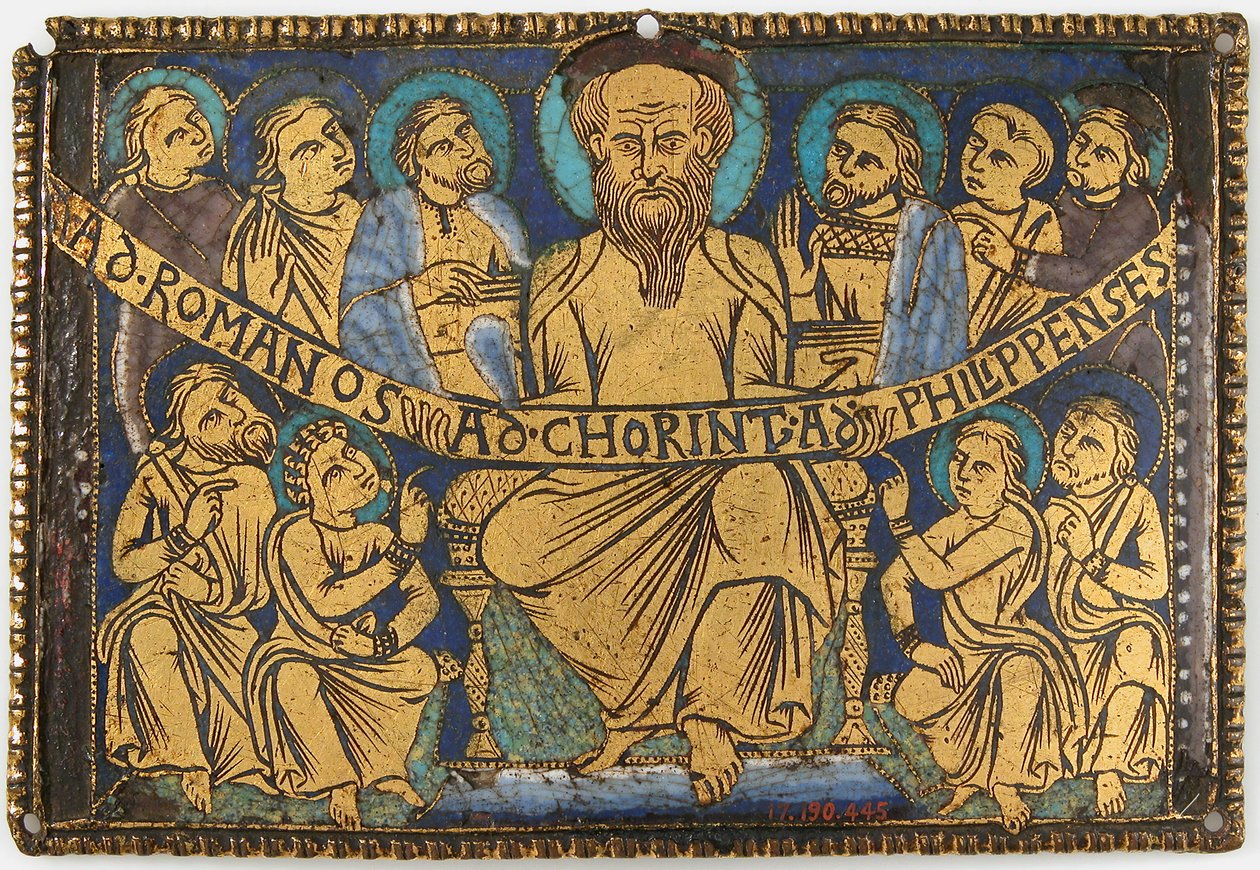 Plakett med Saint Paul og hans disciple, britisk, ca. 1160-80. af Unbekannt