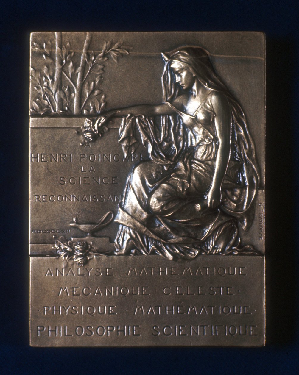 Plaquette til minde om Henri Poincares død, fransk matematiker, 1912 af Unbekannt