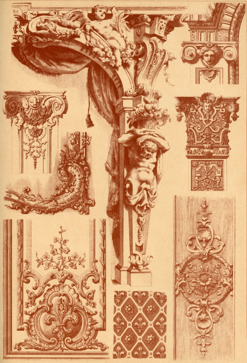 Gipsornamenter, Frankrig, 17. og 18. århundrede, 1898. af Unbekannt