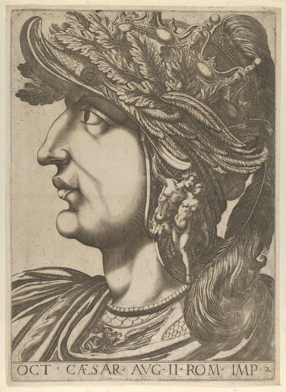 Plade 2: Octavian i profil til venstre, fra 