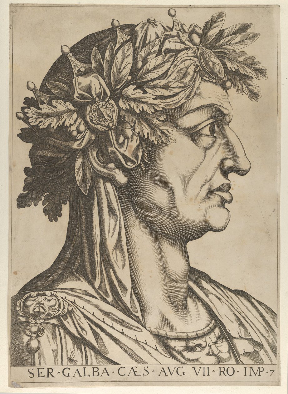 Plade 7: Servius Galba i profil til højre, fra 