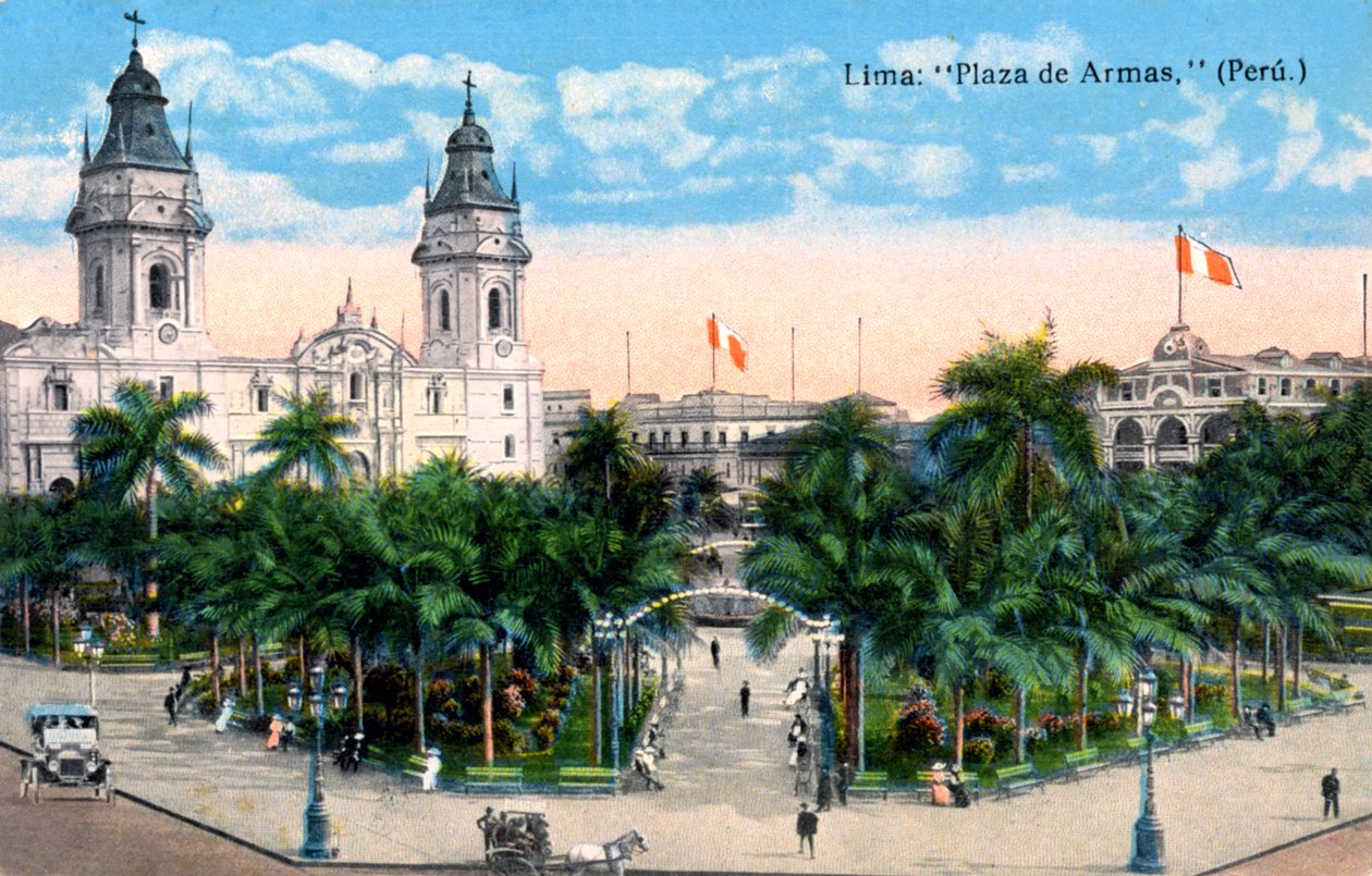 Plaza de Armas, Lima, Peru, begyndelsen af det 20. århundrede af Unbekannt