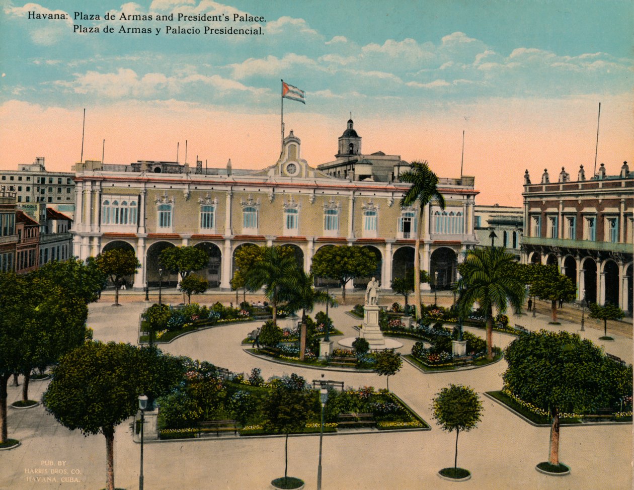 Plaza de Armas og præsidentpaladset, Havana, Cuba, c1920. af Unbekannt