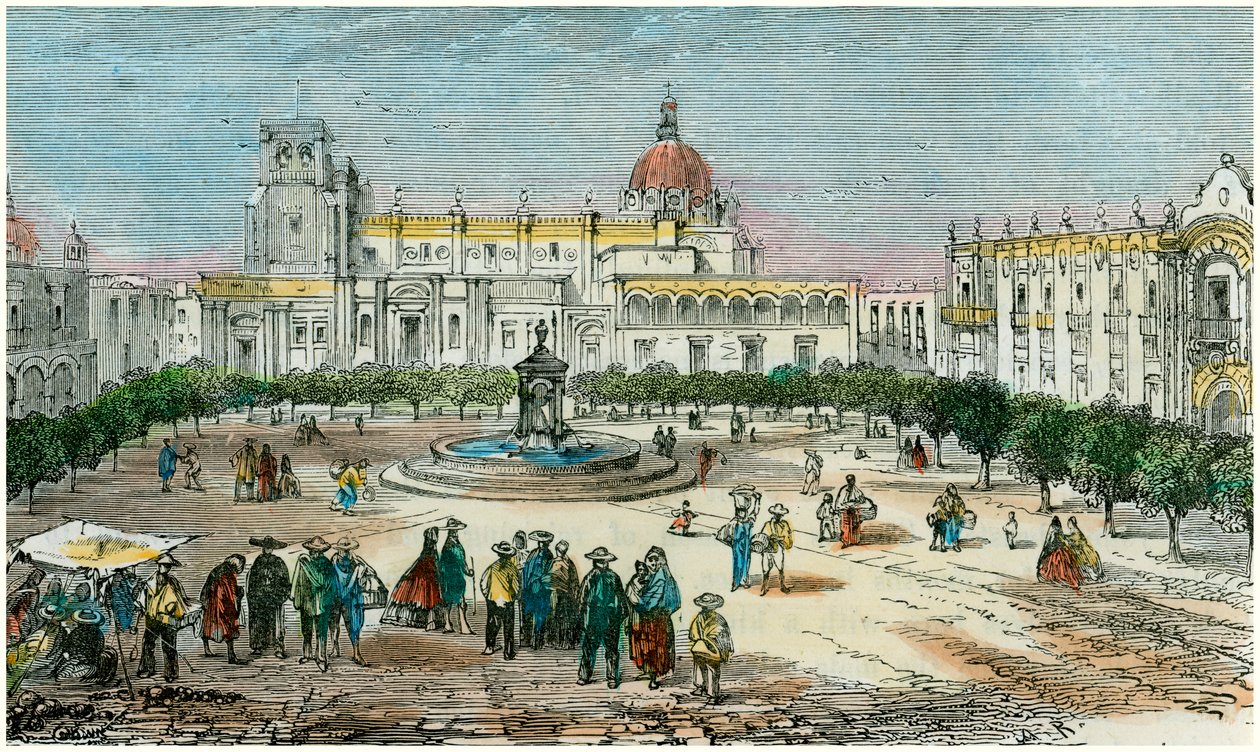Plaza of Guadalajara, i staten Jalisco, Mexico, c1880 af Unbekannt