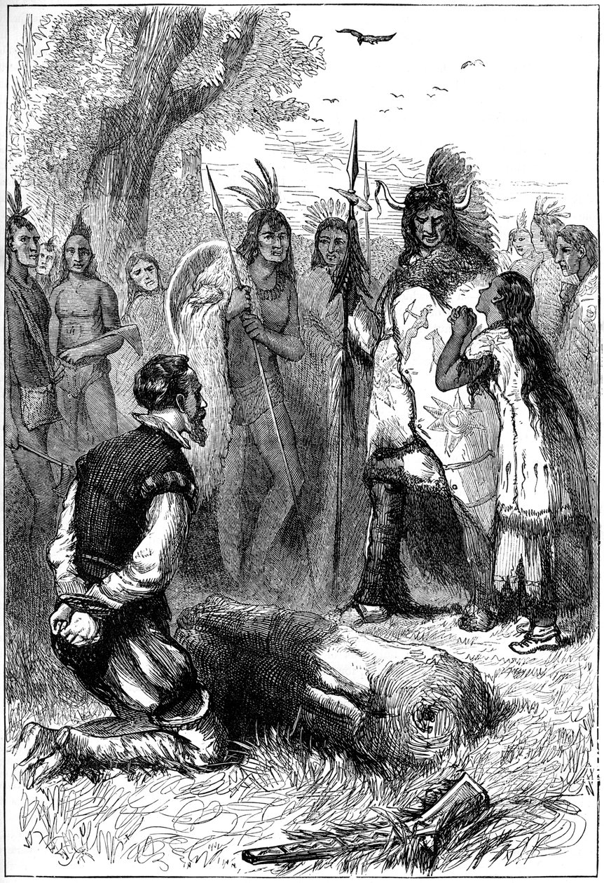 Pocahontas reddede kaptajn Smiths liv, 1607 c1880 af Unbekannt