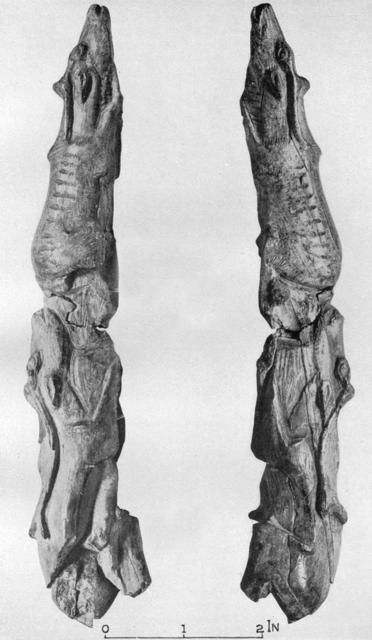 Punkt af mammut stødtand udskåret med rensdyr, fra Montastruc, Bruniquel, Frankrig, 1926 af Unbekannt