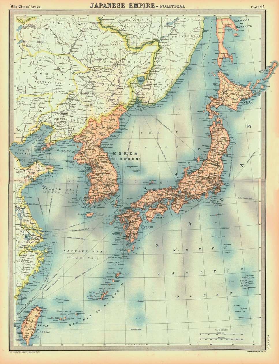 Politisk kort over det japanske imperium, begyndelsen af det 20. århundrede af Unbekannt