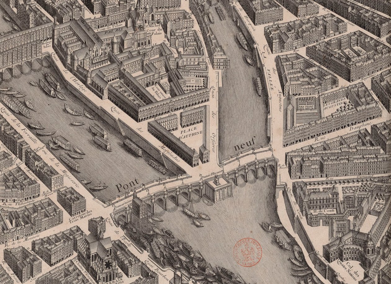 Pont Neuf. Kort over Paris, sagde Turgot, 1739. af Unbekannt