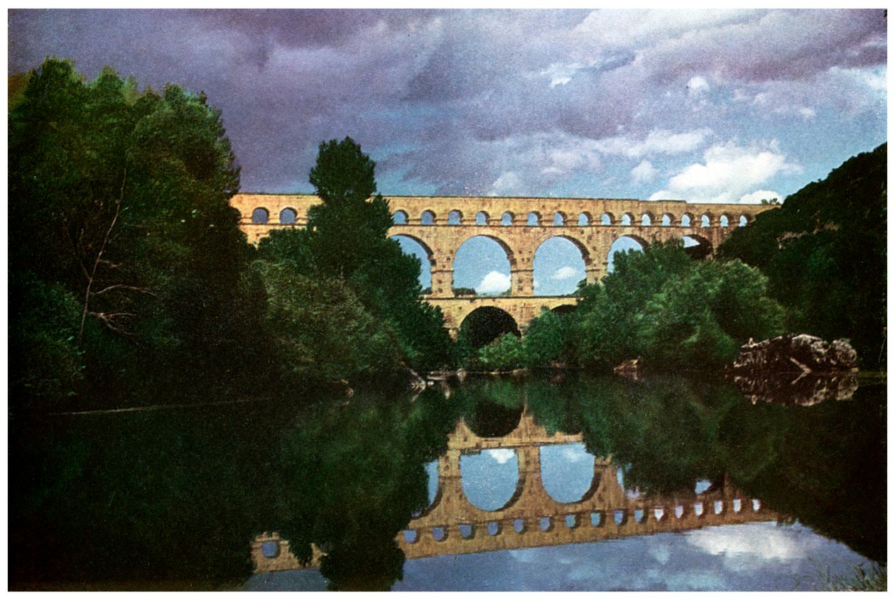 Pont du Gard, romersk akvædukt, Nimes, Frankrig, 1956 af Unbekannt