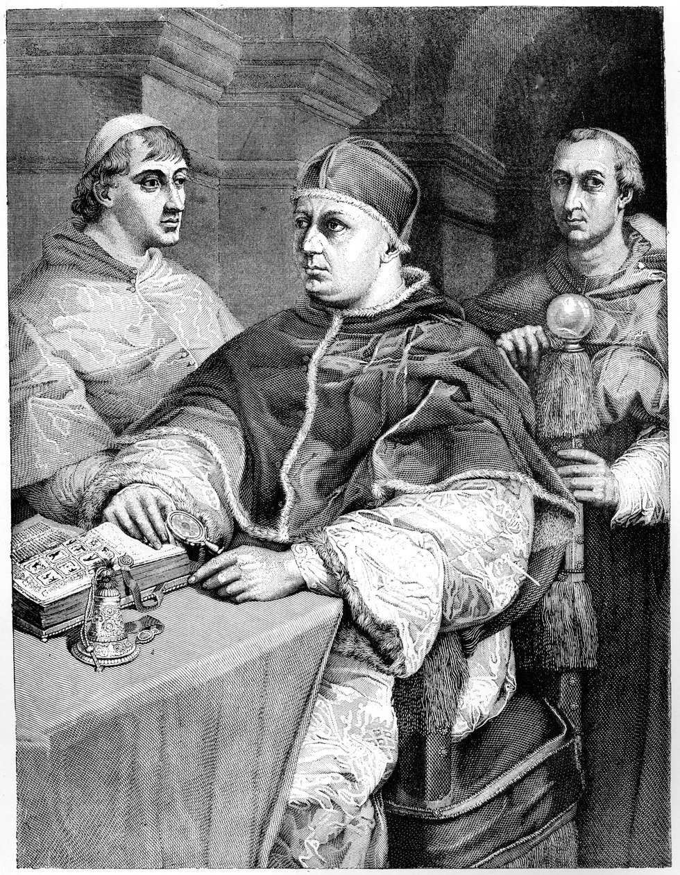 Pave Leo X, Giulio de Medici, den fremtidige pave Clemens VII og kardinal de Rossi, 1882 af Unbekannt
