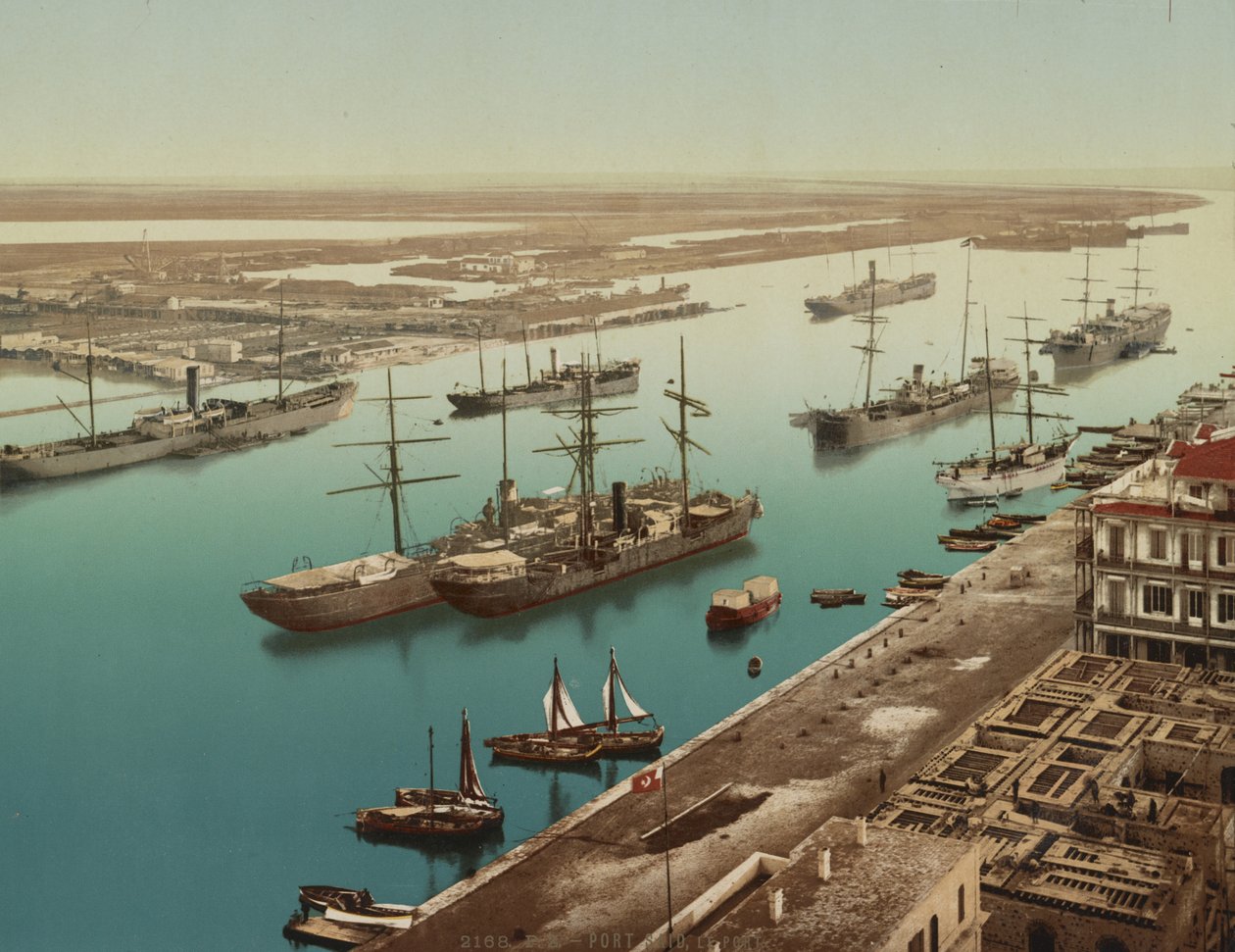 Port Said, Suez, ca. 1900 (farvefotokrom) af Unbekannt