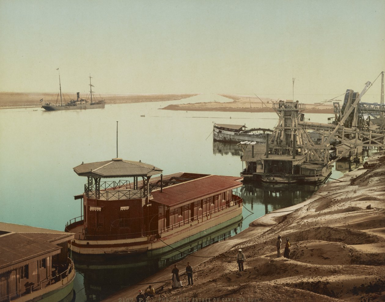 Port Said, indgang til Suez-kanalen, ca. 1900 (farvefotokrom) af Unbekannt