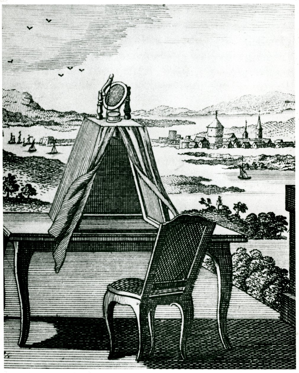 Bærbart telt type camera obscura, 1764 af Unbekannt