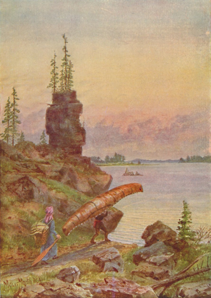 Portage og Birch-Bark Kano, 1924 af Unbekannt