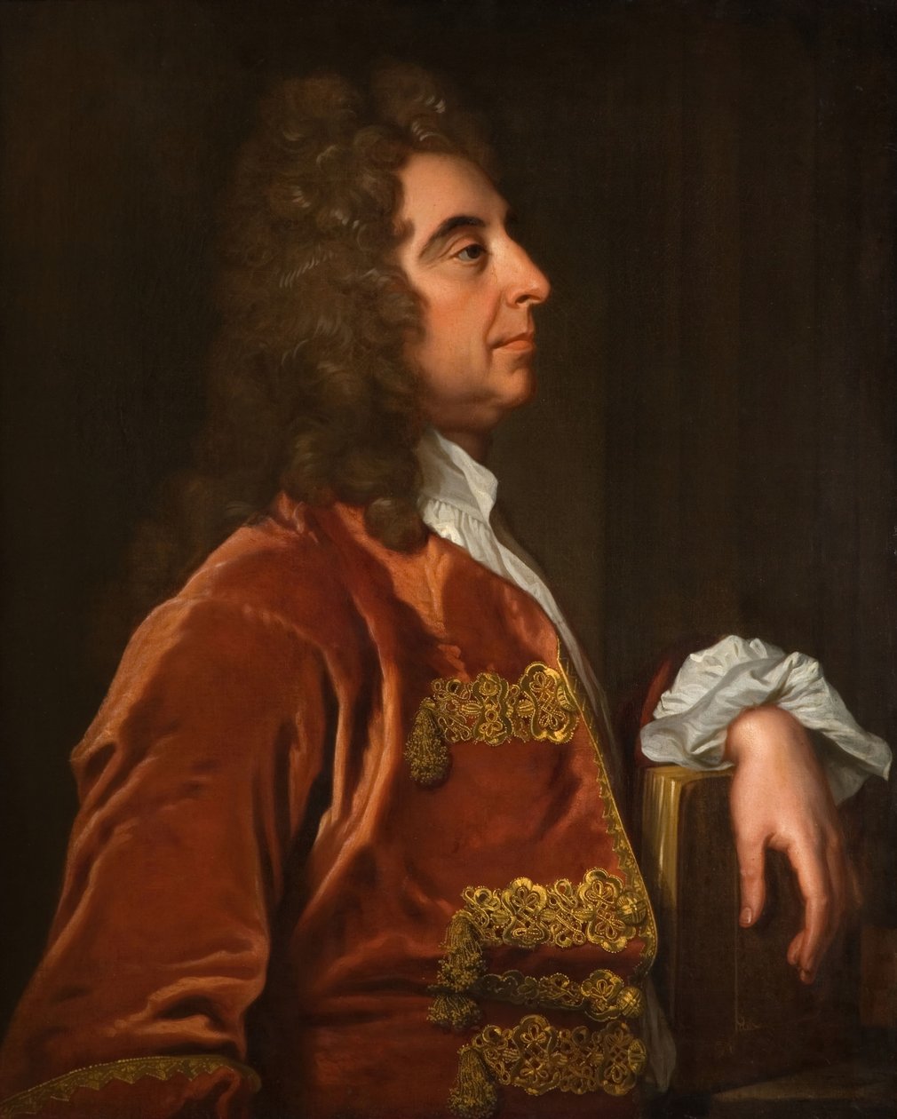 Portræt af en mand i rødt, 1700-1750. af Unbekannt