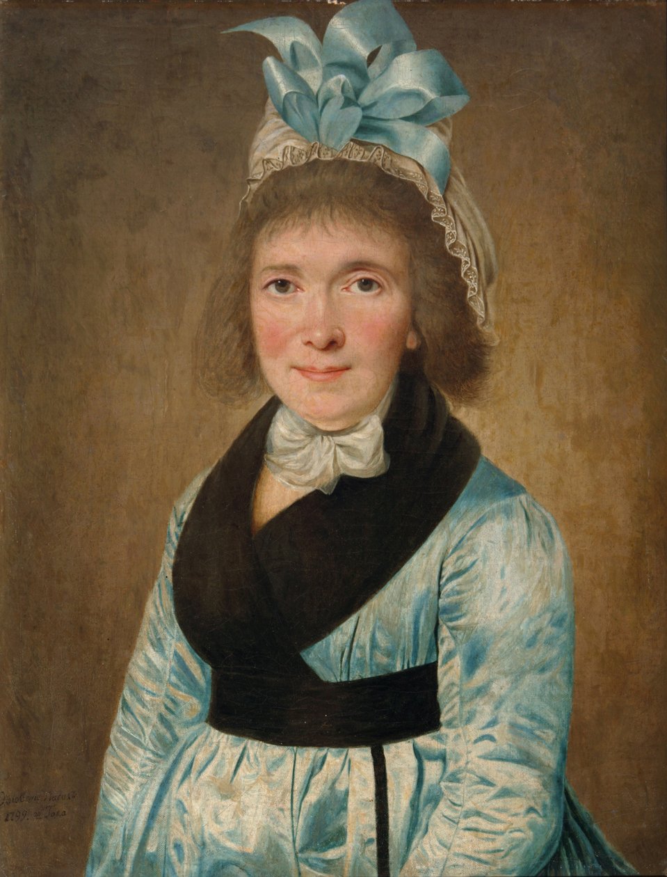 Portræt af en kvinde i en blå kjole, 1799 af Unbekannt