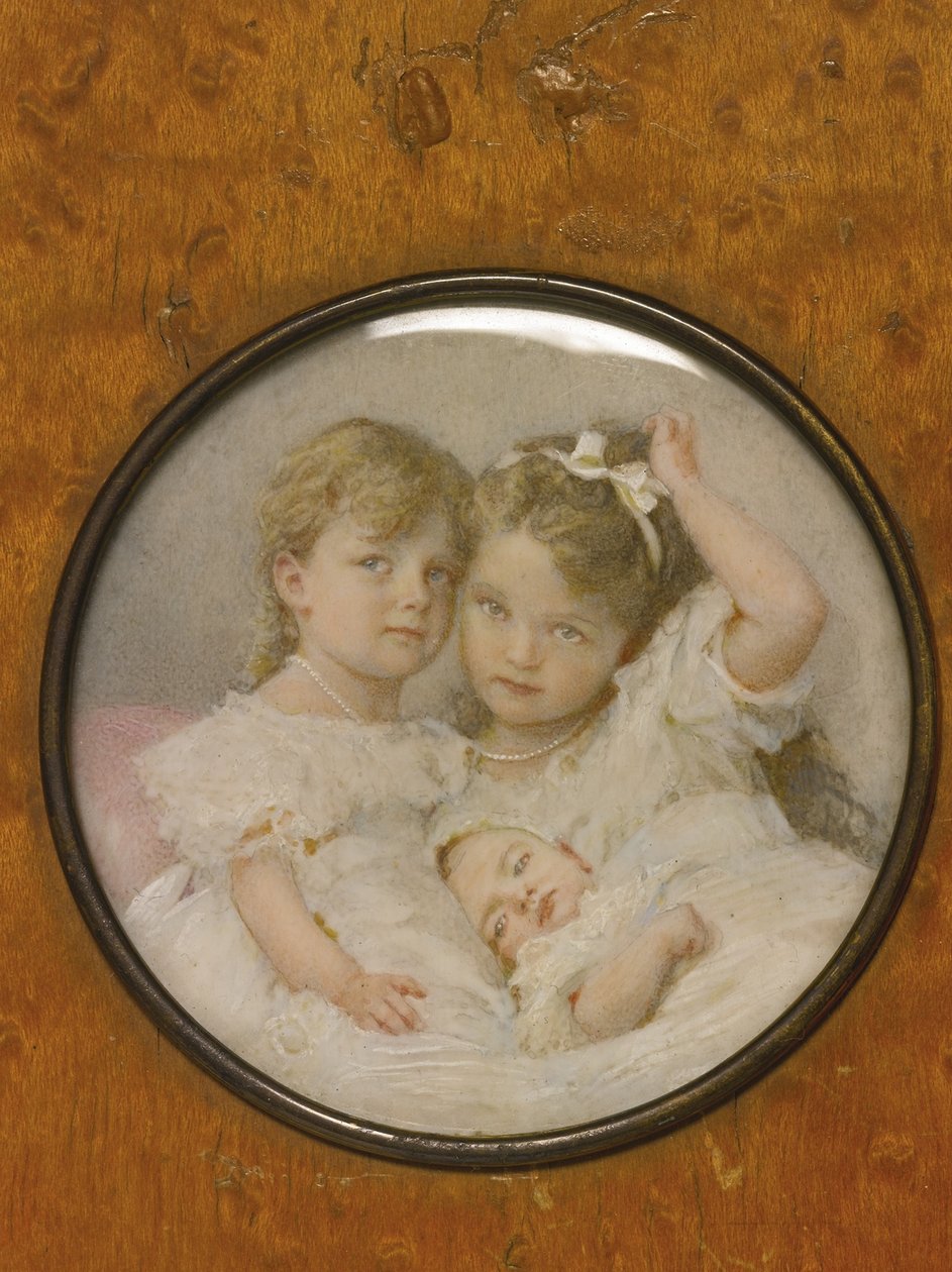 Portrætminiature af storhertuginder Olga, Tatiana og Maria af Rusland, ca. 1900 af Unbekannt