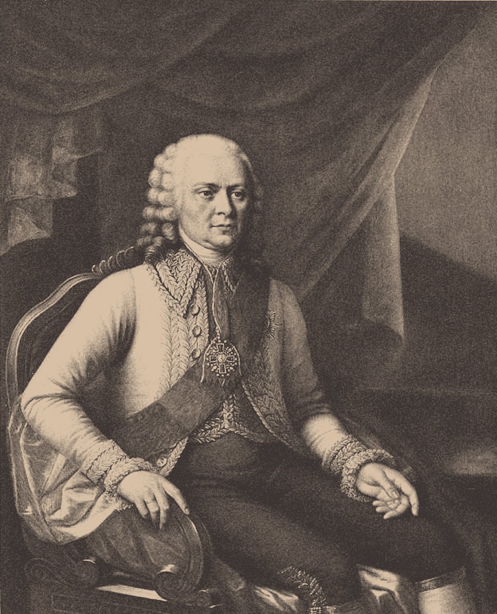 Portræt af admiral Vasily Alexeyevich Myatlev 1694-1761 efter Józef Oleszkiewicz af Unbekannt
