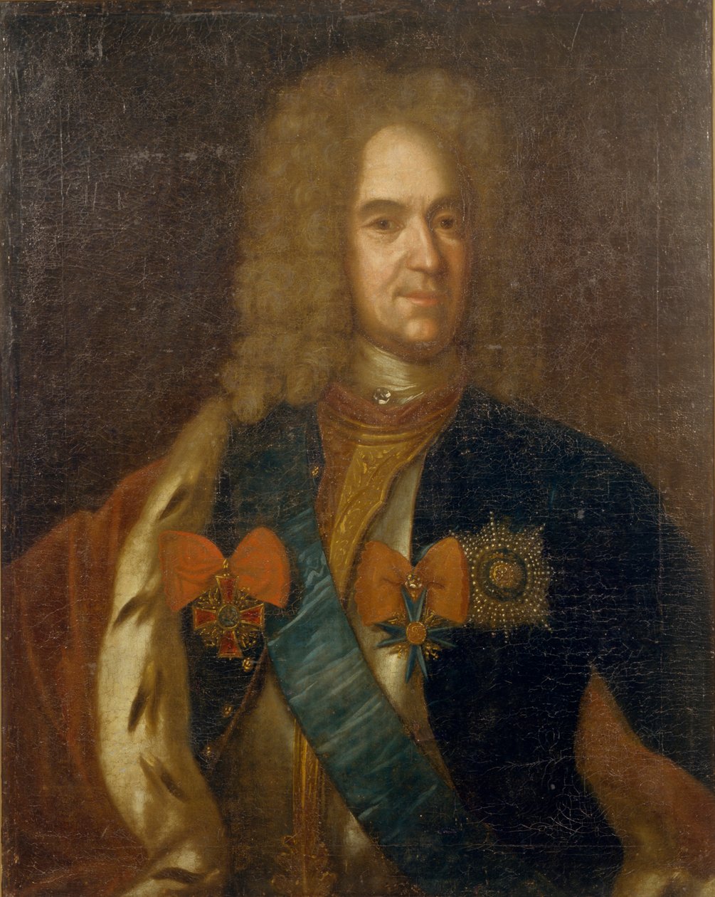 Portræt af Alexander Danilovich Menshikov, Generalissimo, Prins af Det Hellige Romerske Rige og hertug af Unbekannt