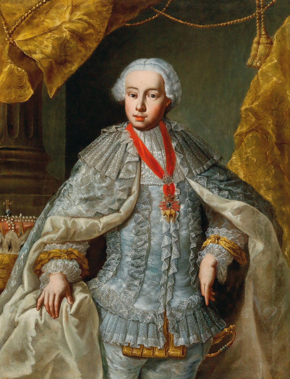 Portræt af ærkehertug Leopolds fremtidige kejser Leopold II i brudekjole, ca 1764-1765. af Unbekannt