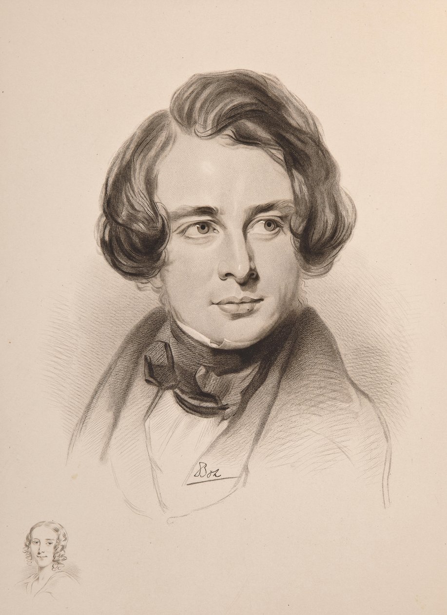 Portræt af Charles Dickens. Skitse af Dickens