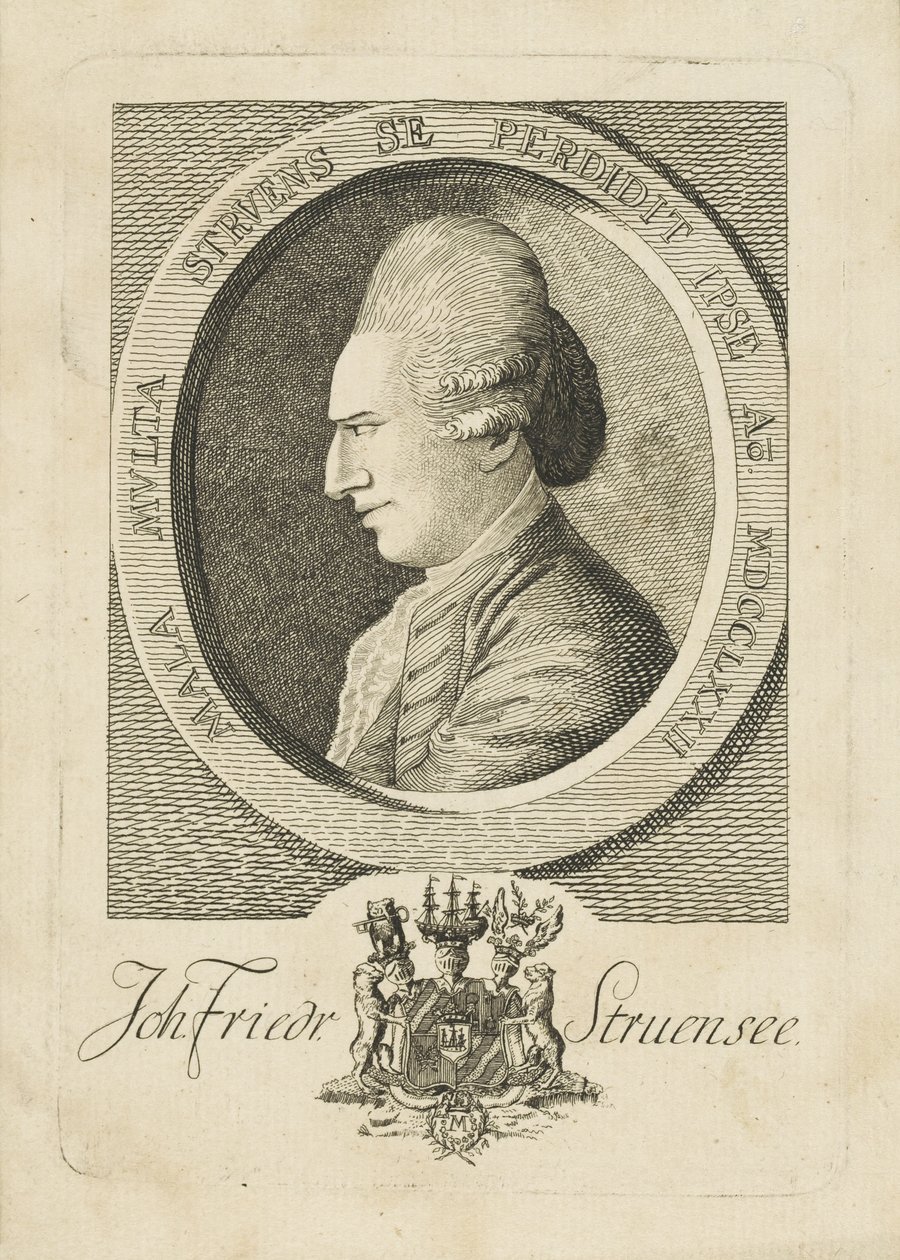 Portræt af grev Johann Friedrich Struensee 1737-1772, 1773. af Unbekannt
