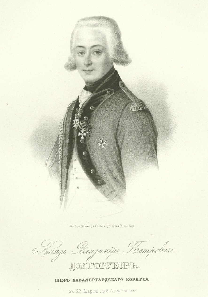 Portræt af grev Vladimir Petrovich Dolgorukov 1773-1817 af Unbekannt