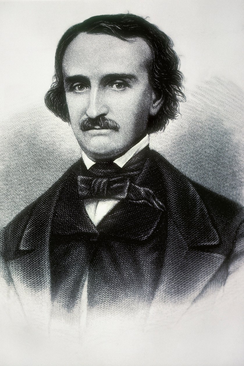 Portræt af Edgar Allan Poe (1809-1849), amerikansk forfatter. Indgravering af det 19. århundrede. af Unbekannt