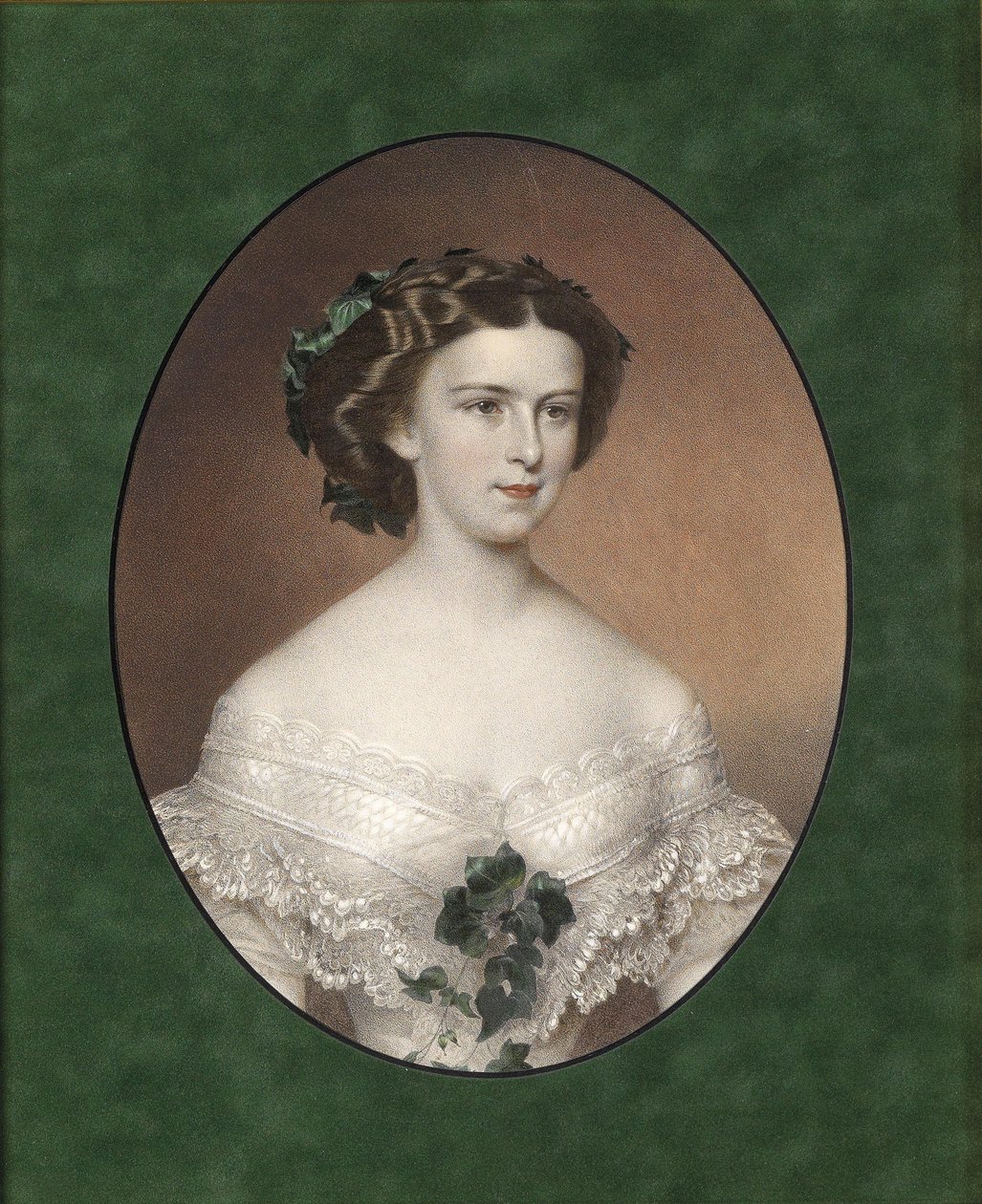 Portræt af Elisabeth af Bayern, ca 1854 af Unbekannt