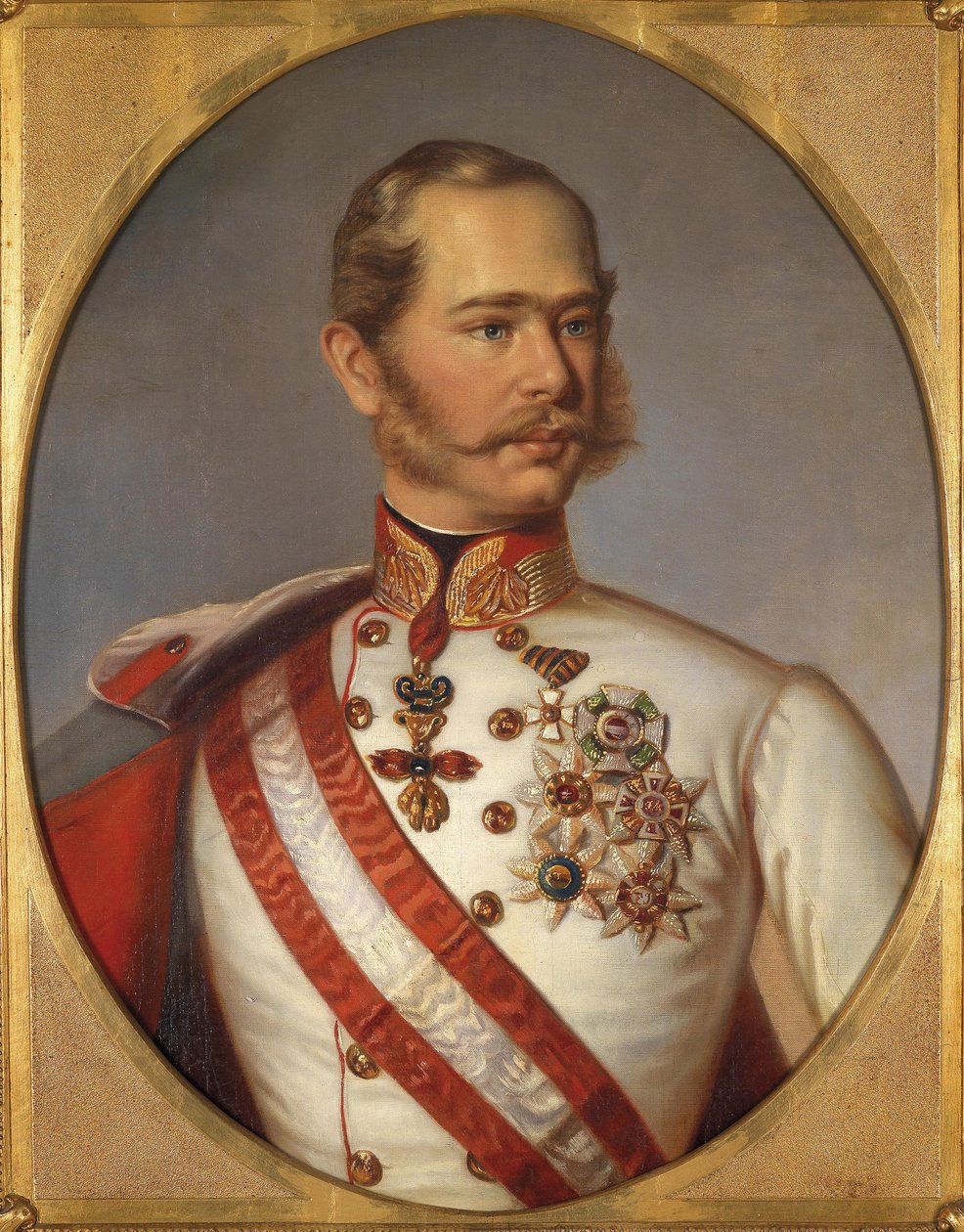 Portræt af Franz Joseph I af Østrig, ca 1855 af Unbekannt