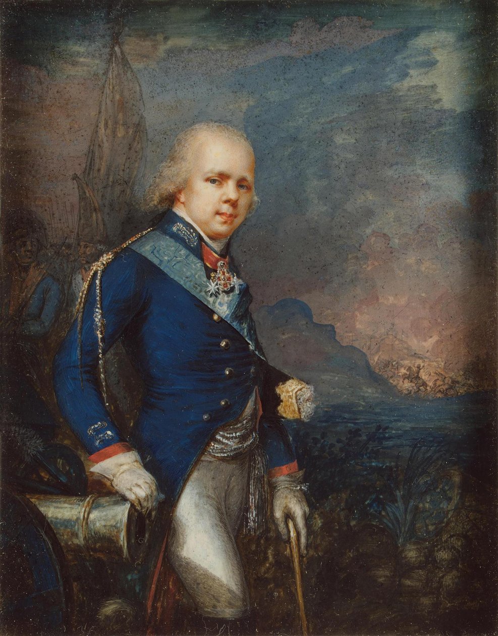 Portræt af storhertug Konstantin Pavlovich af Rusland 1779-1831 før slaget ved Novi, 1799 af Unbekannt
