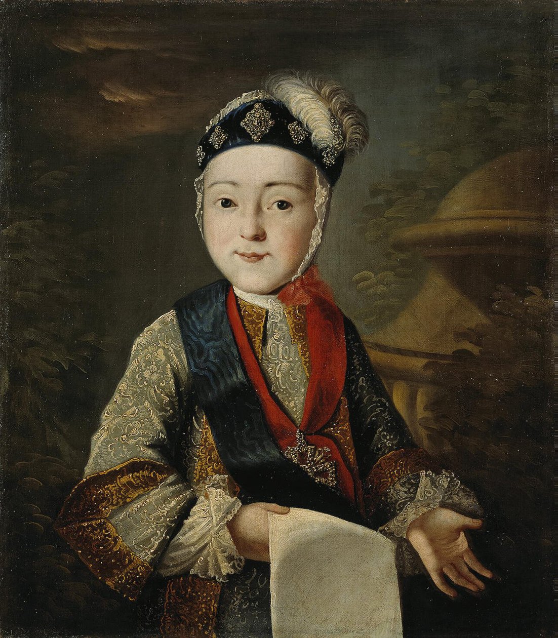 Portræt af storhertug Pavel Petrovich 1754-1801 som barn, midten af det 18. årh. af Unbekannt