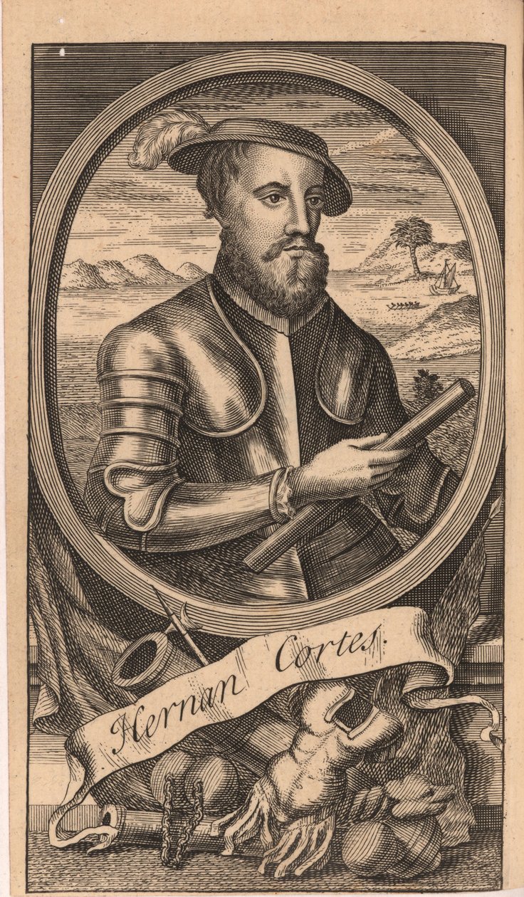 Portræt af Hernan Cortes 1485-1547, 1741. af Unbekannt