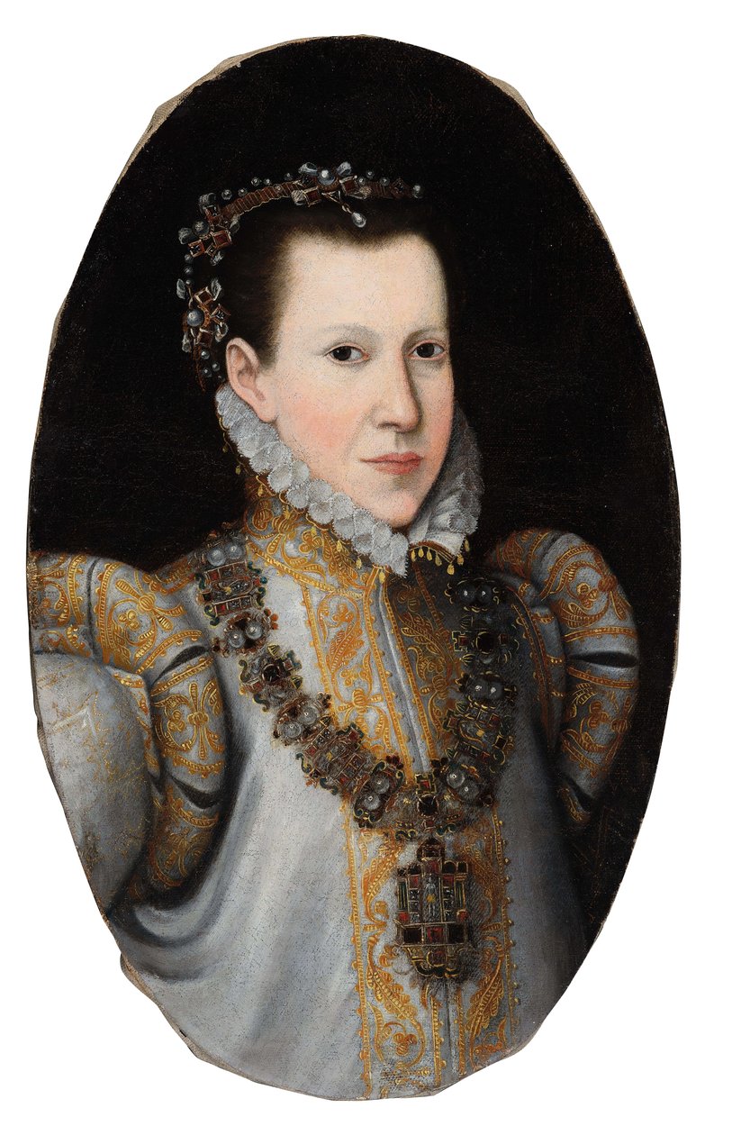Portræt af Infanta Maria af Portugal, arveprinsesse af Parma 1538-1577, ca. 1600. af Unbekannt