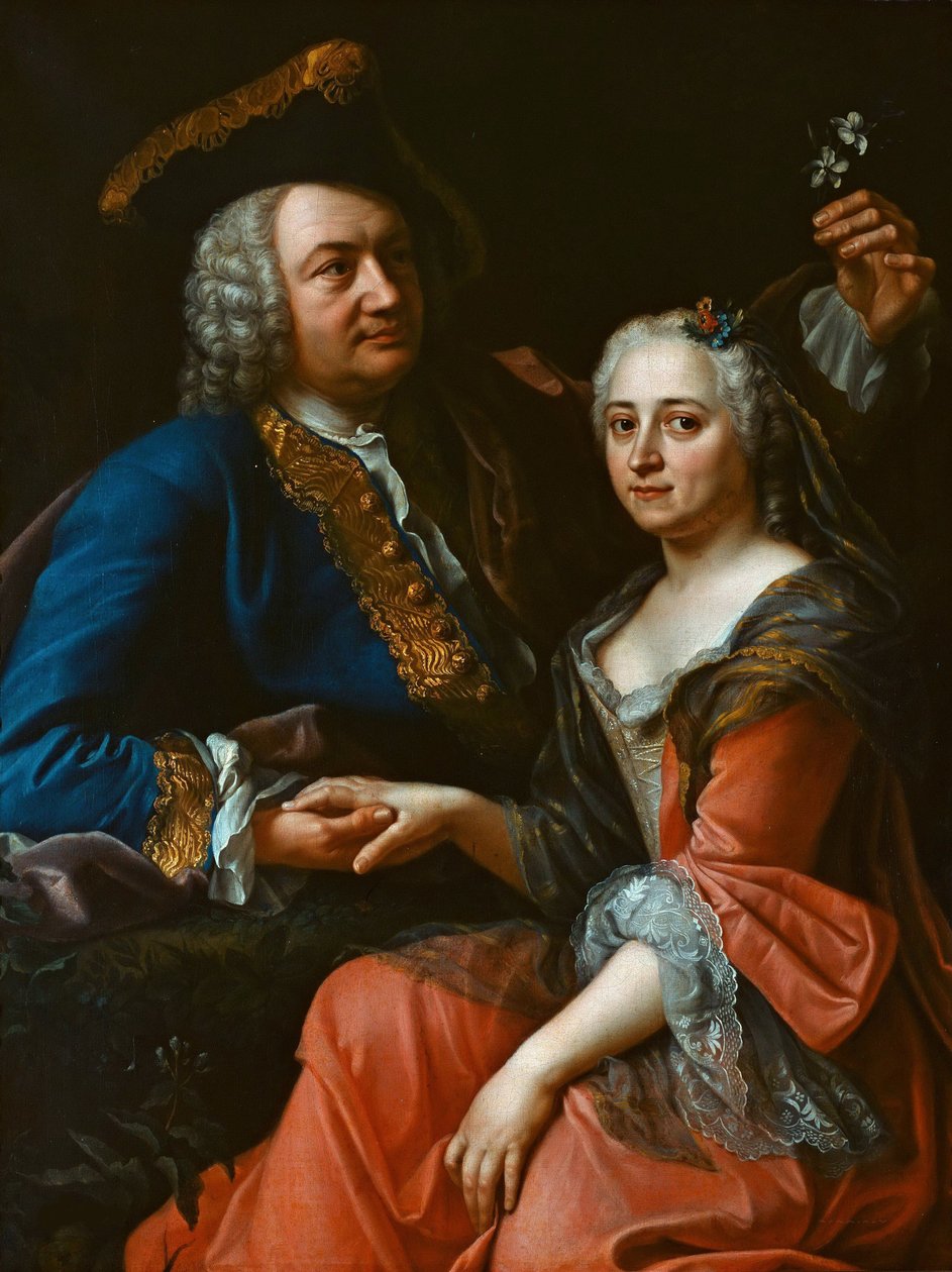 Portræt af Johann Christoph Gottsched 1700-1766 med hans hustru Luise, c.1750. af Unbekannt