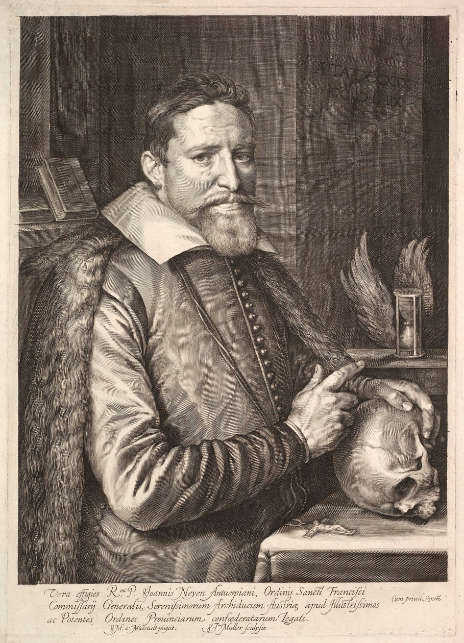 Portræt af Johannes Neyen, General af Franciskanerbrødrenes Orden, Ambassadør i Trier, 1608. af Unbekannt