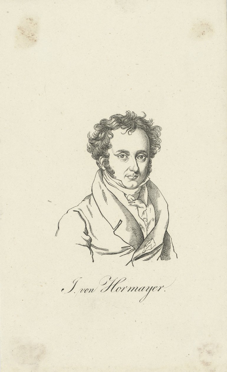 Portræt af Joseph Hormayr, Baron zu Hortenburg 1781-1848. af Unbekannt