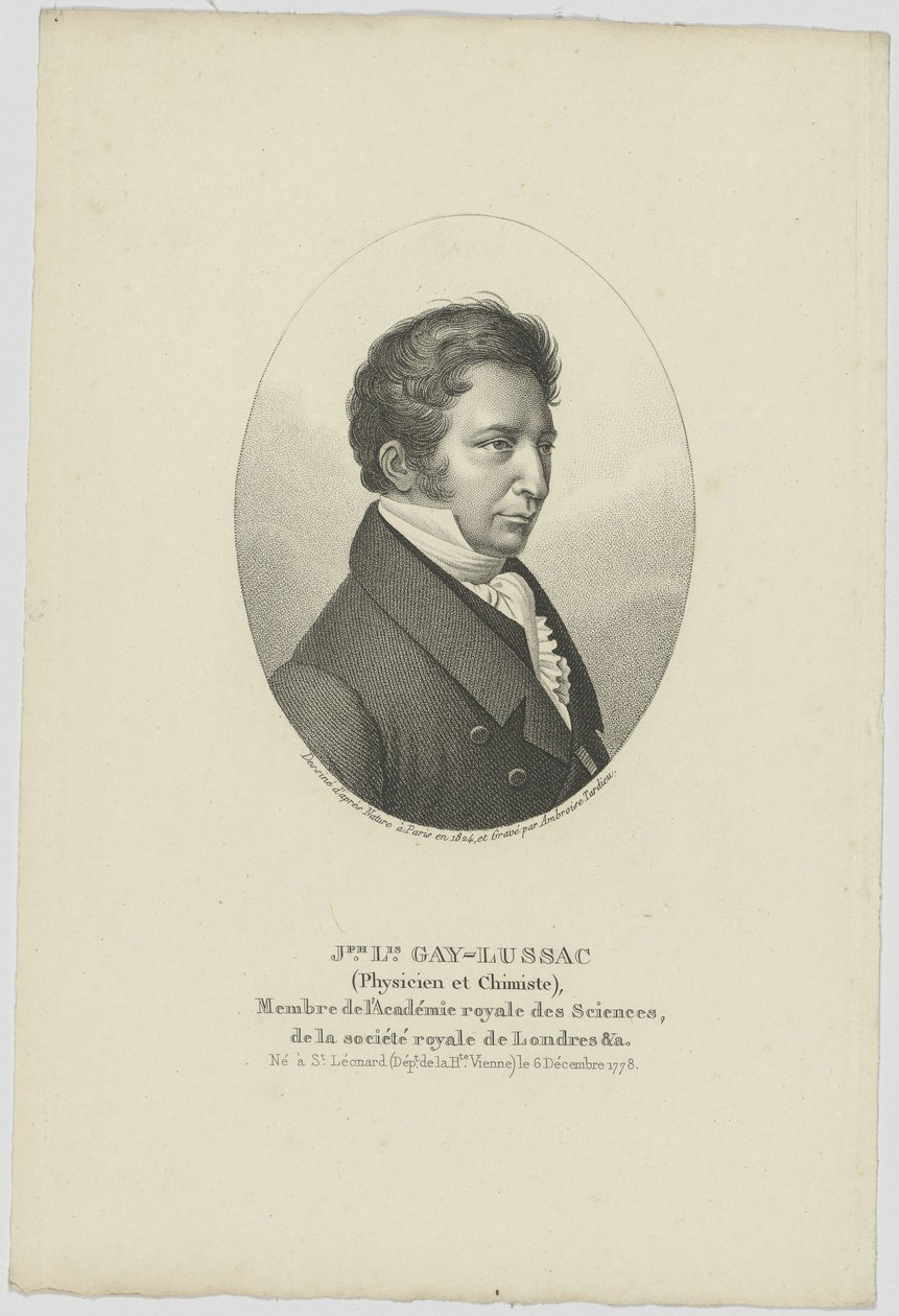 Portræt af Joseph Louis Gay-Lussac 1778-1850, ca. 1824. af Unbekannt