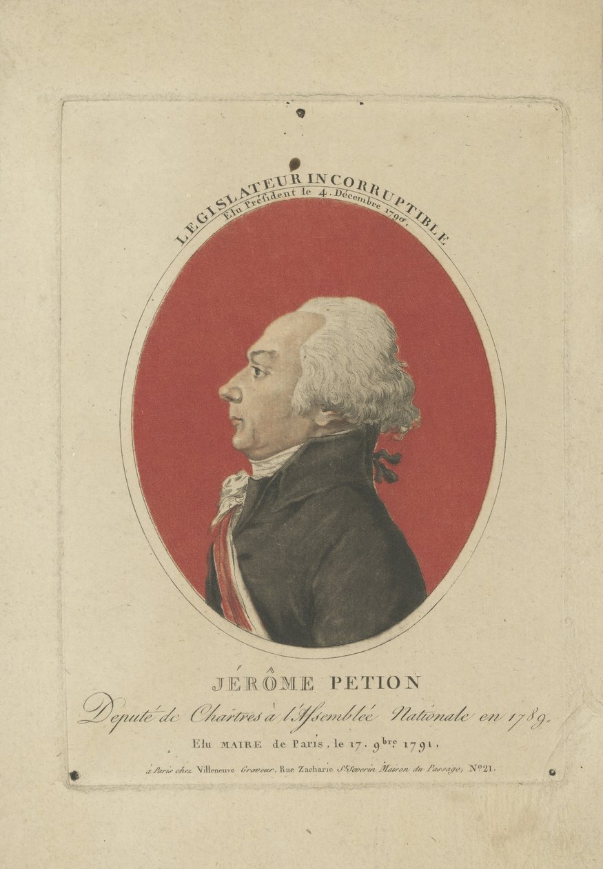 Portræt af Jérôme Pétion de Villeneuve 1756-1794, ca. 1800. af Unbekannt