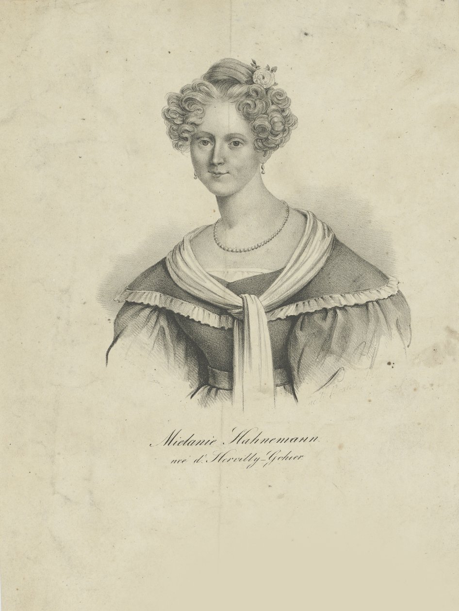 Portræt af Mélanie dHervilly Gohier Hahnemann 1800-1878, 1830-1835. af Unbekannt