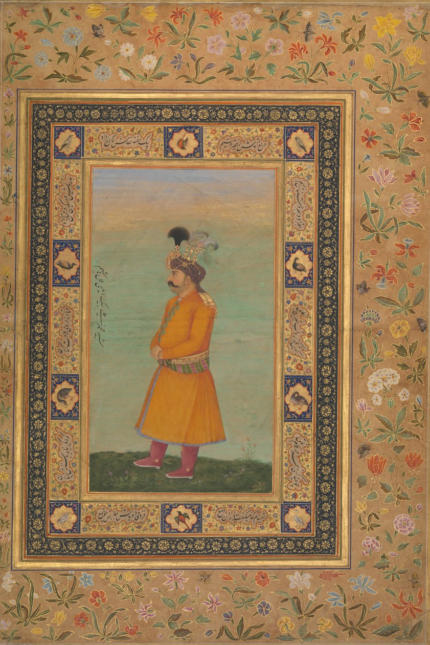 Portræt af Muhammad Ali Baig, Folio fra Shah Jahan Album, recto, tidligt i det 19. århundrede. af Unbekannt