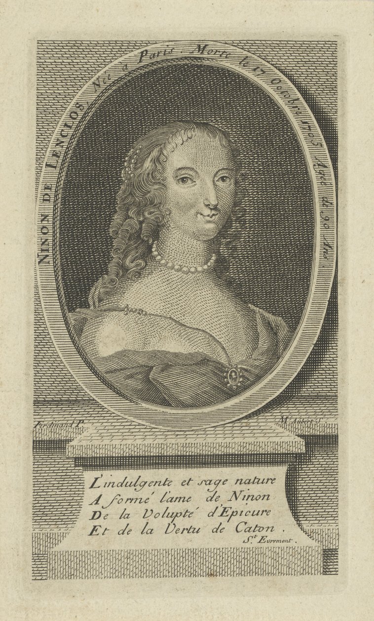 Portræt af Ninon de Lenclos 1620-1705, ca 1730. af Unbekannt